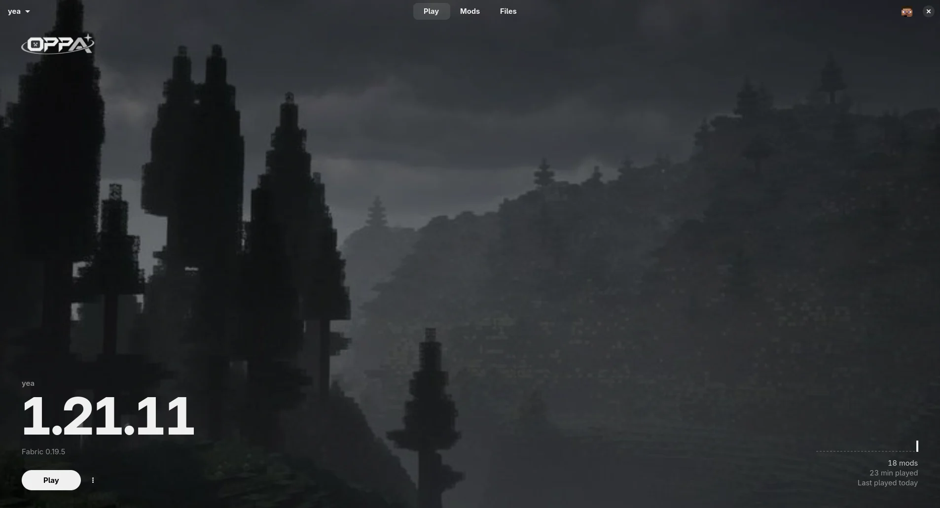 The Play tab of the launcher